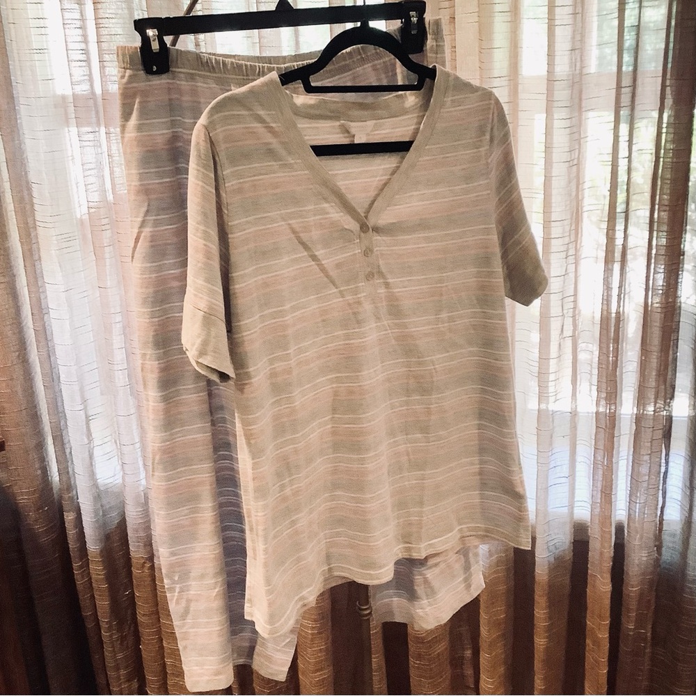 Charter Club Pajamas set XL tee style top cropped pant